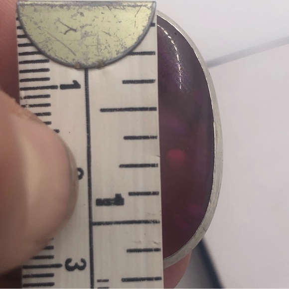 huge Sterling Silver & Abalone w Pink Resin (?) Overlay Sz 7 - Picture 9 of 11